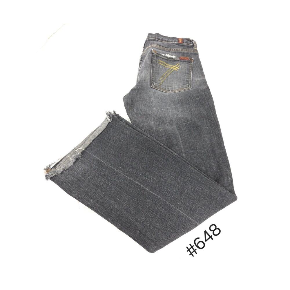 7 For All Mankind Dojo Button Zip Denim Medium Wash Jeans Womens Size 28 Black